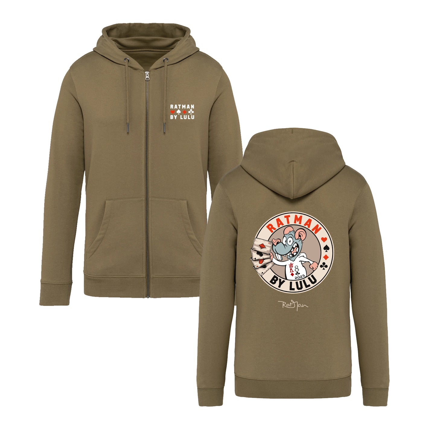 Sweat-Shirt zippé Kaki